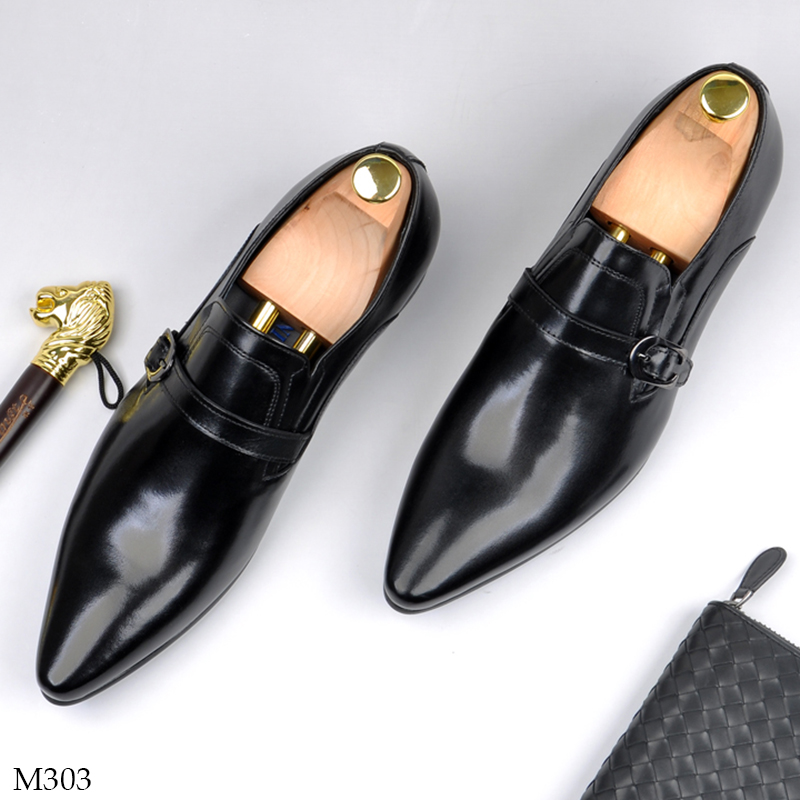 Giày da công sở mũi nhọn Single Monk Strap M303